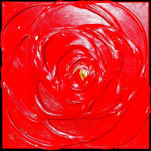 Little Red Rose with a Touch of Gold I