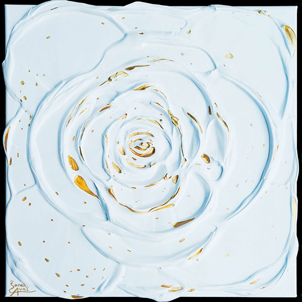 Little White Rose with a Touch of Gold I