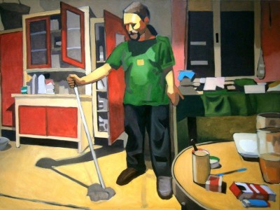 Matěj s koštětem